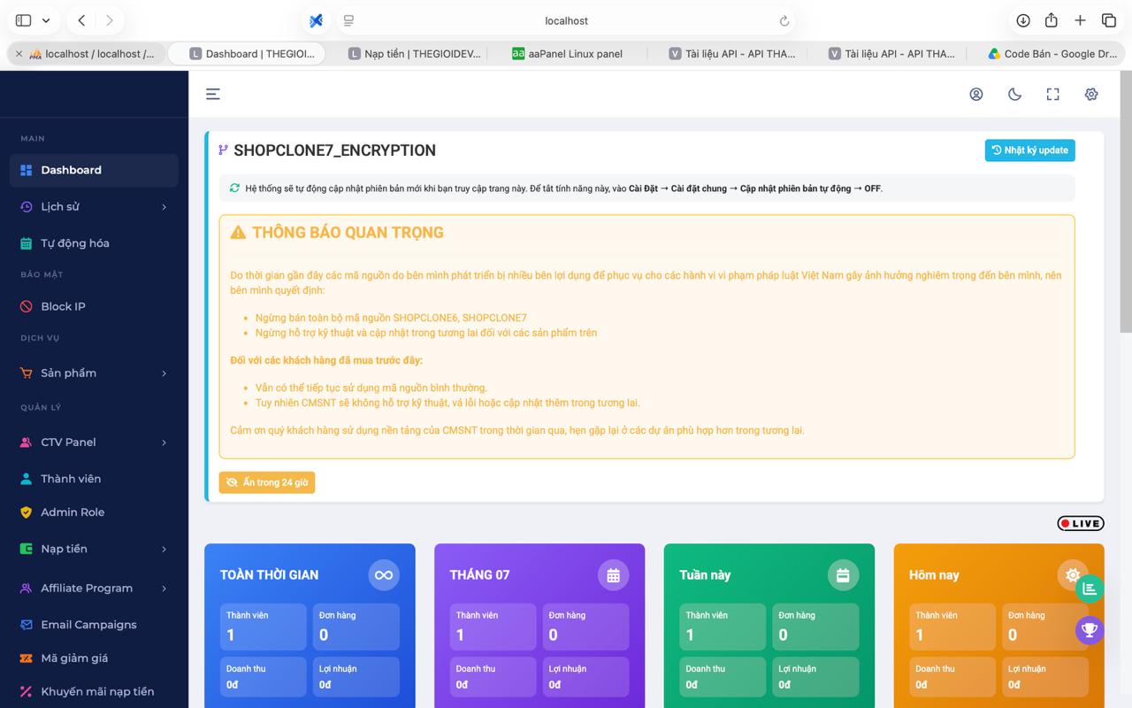 Code ShopClone7 Version 6.3.0 Cuối Cùng Của CMSNT - ảnh demo 4