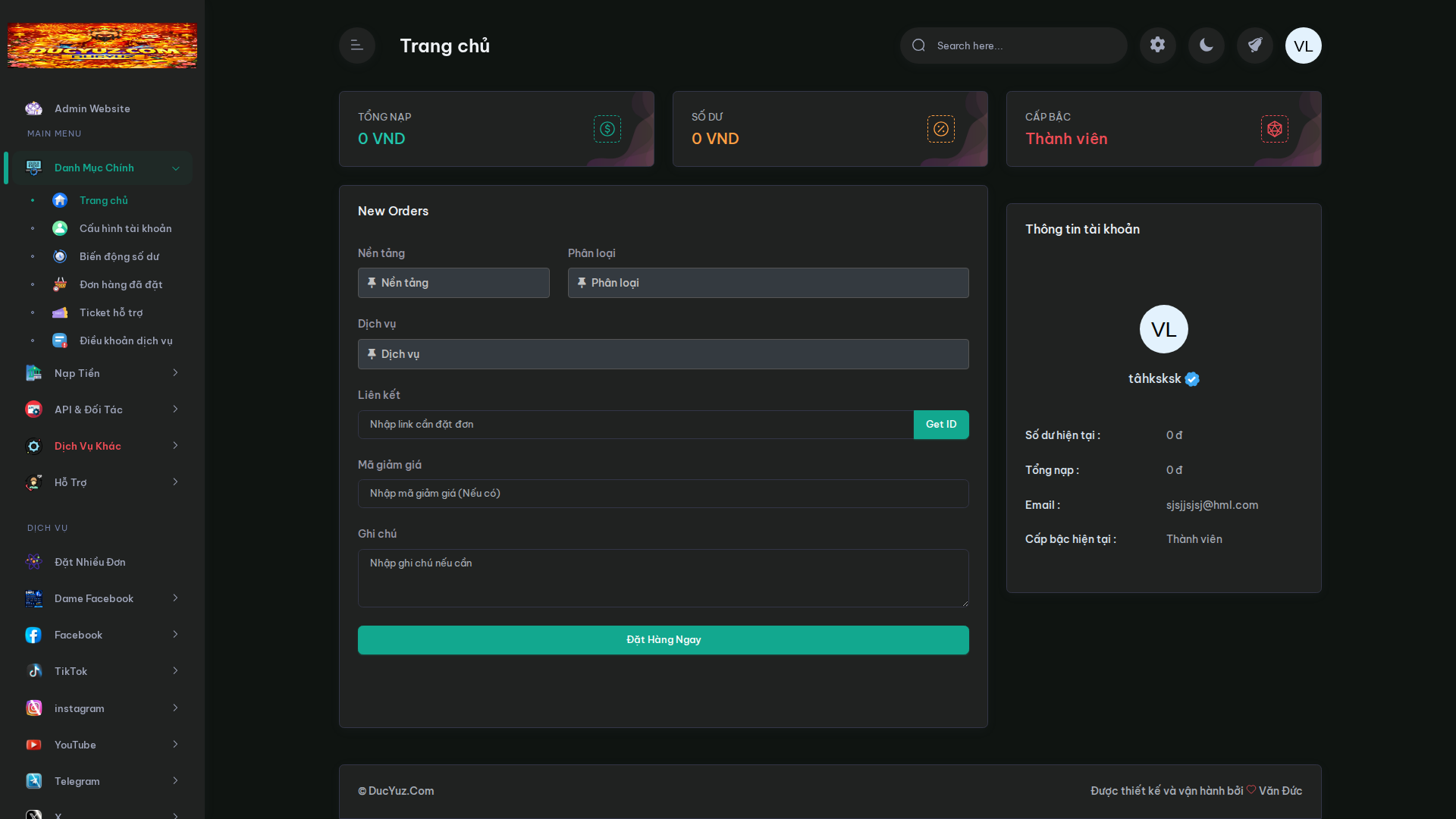Mã nguồn SMM Panel Laravel 11 tích hợp API và 3 theme - ảnh demo