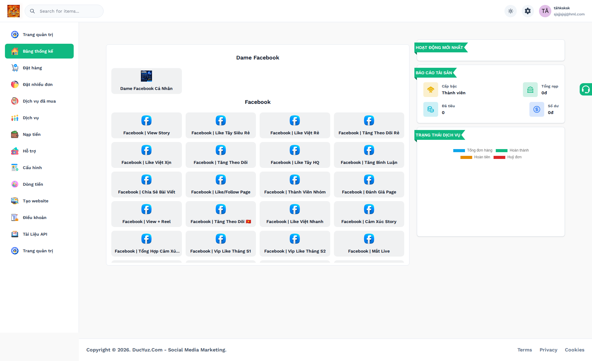 Mã nguồn SMM Panel Laravel 11 tích hợp API và 3 theme - ảnh demo 3