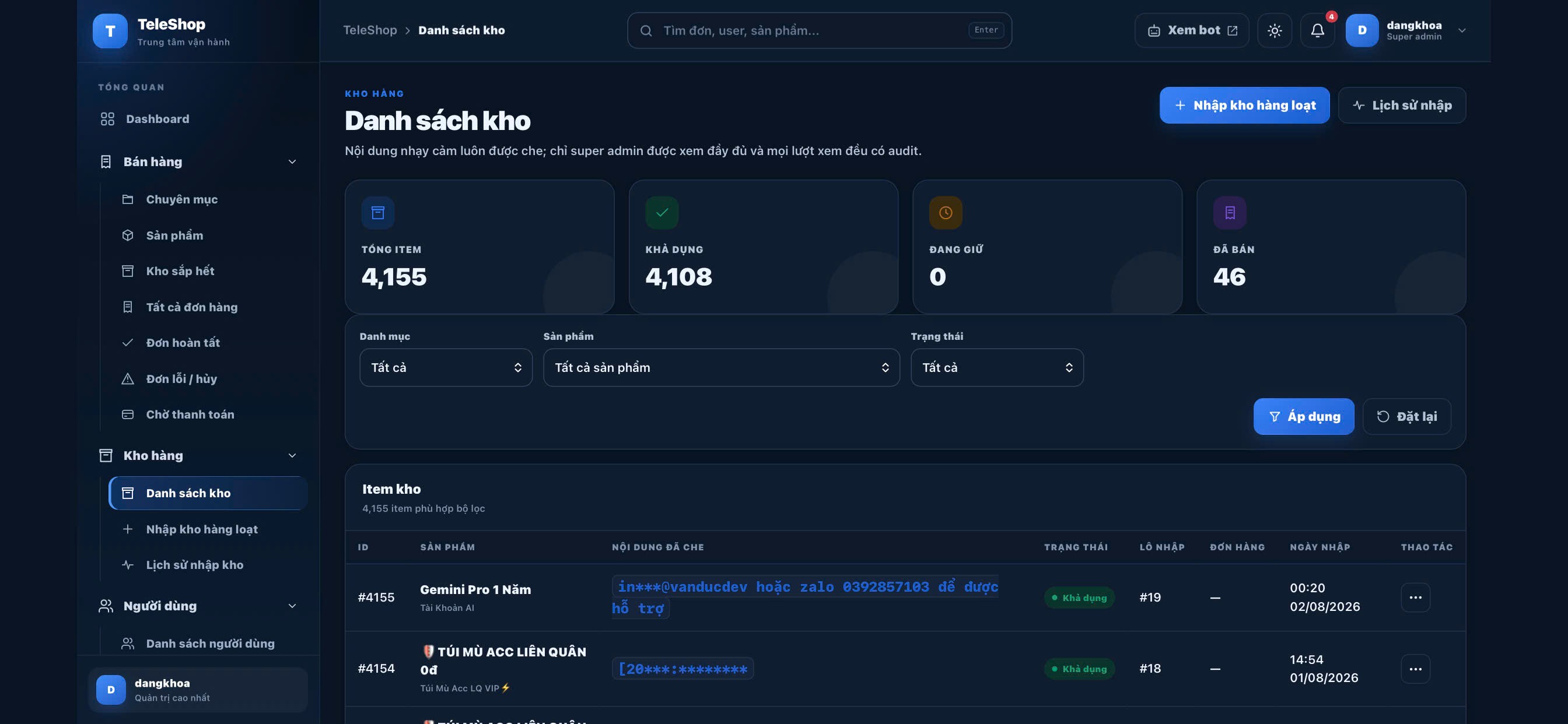 Website Bán Hàng Telegram Auto + Bot Telegram - ảnh demo 8